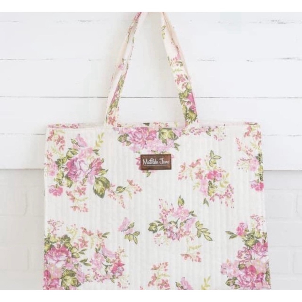 Matilda‎ Jane Floral Quilted Tote Bag Pink Purple Flower Cottagecore NWT